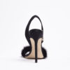 high heel amazone woman shoe black satin and mink embellishment