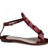 La delicate burgundy satin flat woman sandal