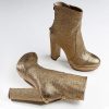 Caviar boot gold leather 140mm high heel nappa leather