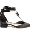 La garconne black and white flat leather and satin woman shoe