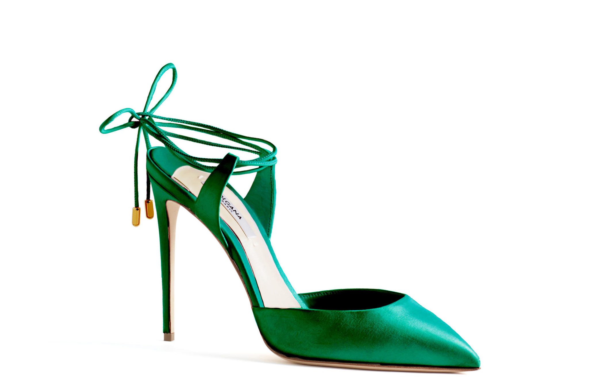 green satin shoe