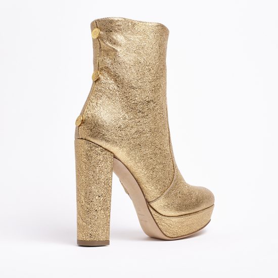 La Caviar Boot - Shiny gold leather (140 mm) – Olgana Paris