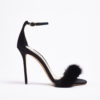 Delicate high heel satin and mink black
