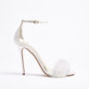 Delicate high heel satin and mink white