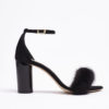 circle heel parisienne woman sandal black suede and black mink