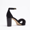 circle heel parisienne woman sandal black suede and black mink