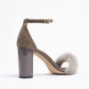 circle heel parisienne woman sandal brown suede and grey mink