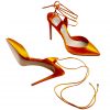 ORANGE high heel pump woman shoe attachante