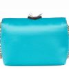 adjustable clutch turquoise satin hand embroidered
