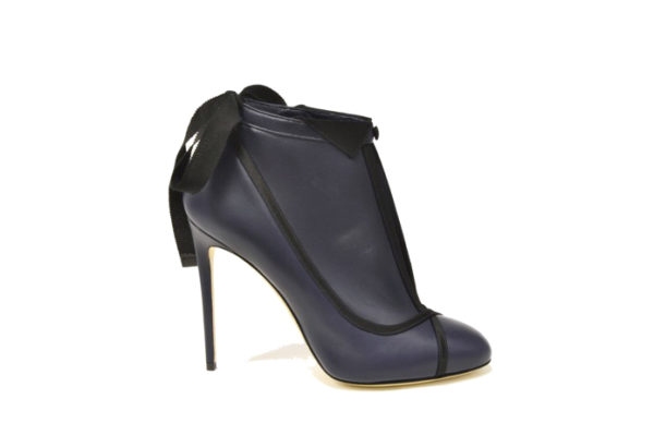 L'elegante black and blue nappa leather high heel low boot woman