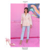 Shanina Shaik wearing l'Attachante pink high heel pump satin